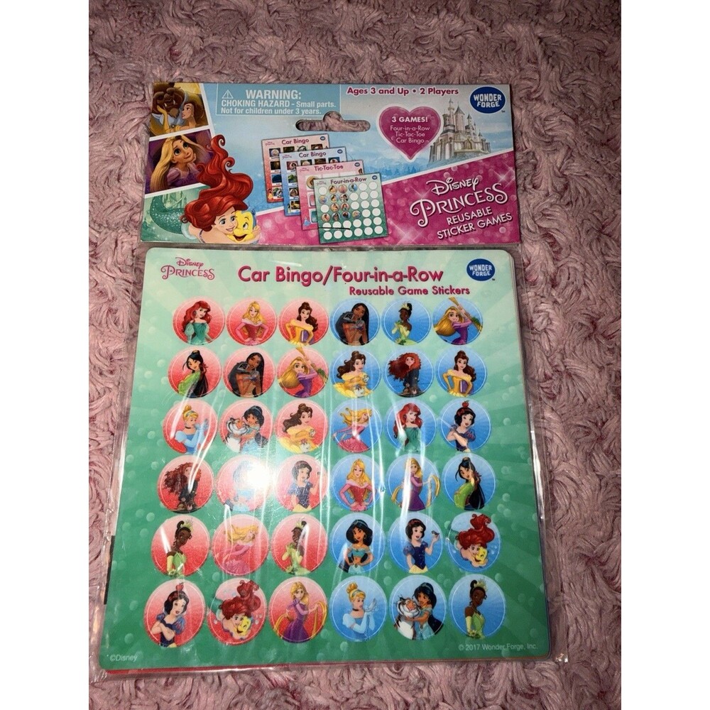 Disney Reusable Sticker Games Princess Bingo Four In A Row Travel Games Tic Tac